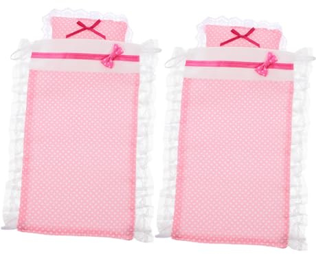 Beaupretty Ensembles de Literie pour Maison de Poupée 2 Pièces, Draps et Oreillers Miniatures en Tissu Doux, Couleurs Vives, Adaptés aux Lits de Poupée, Accessoires Décoratifs