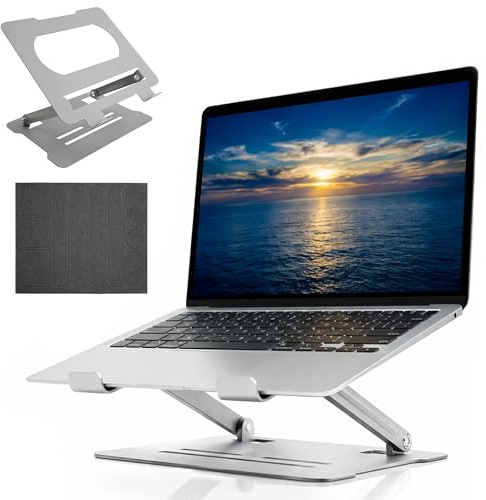 Generico Supporto Pc Portatile Regolabile 90–180° In Acciaio Al Carbonio E Abs – Compatibile Fino A 15,6 – 25×21,5 Cm