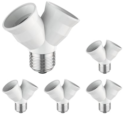 ledscom.de 5 pezzi base E27, adattatore splitter a 2 vie, bianco