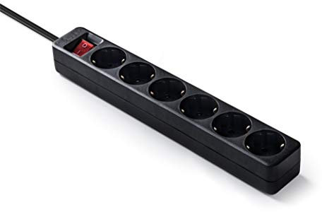 FAMATEL – Regleta ecosockets 6 tomas | Enchufes con Interruptor Luminoso | 1,5 Metros | Hasta 3500W | Protección Infantil | Base enchufes Múltiple | Orientación tomas a 45º | Evita consumos fantasma