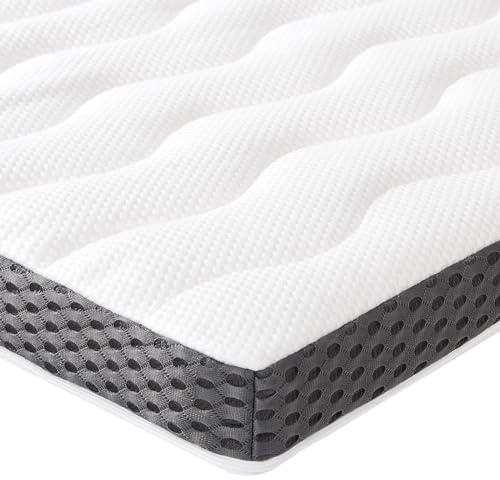 Amazon Basics Comfort Memoryschaum Matratzenauflage, Plüsch, 140 x 190 cm, 7 cm Höhe, weiß