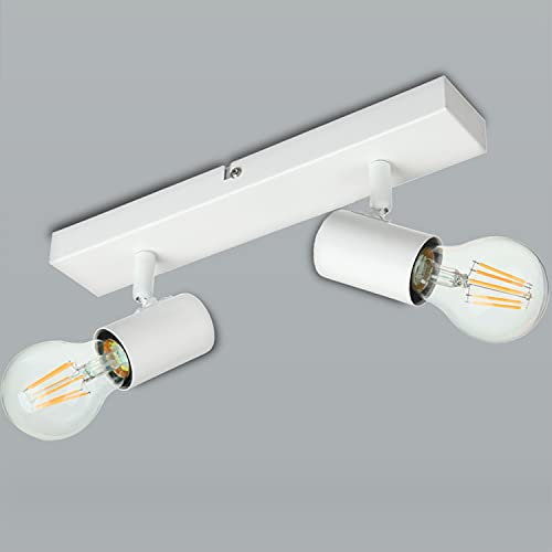 Kimjo Deckenstrahler 2 Flammig - Deckenleuchte E27 2 Flammig Weiss - Strahler Deckenlampe E27 Deckenspots Modern 350° Schwenkbar für Wohnzimmer Schlafzimmer Küche Nein Leuchtmittel Max. 60W