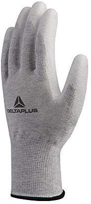 Deltaplus Delta plus Arbeitshandschuhe, 2 Stück, CE Antistatisch, Anti-Stirnschutz, aus Carbonpolyester, VE702PESD Finesse 13 - Grau, 10