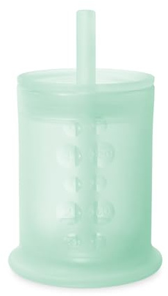 Olababy Silicone Training Cup with Straw Lid | Babies Water Drinking Cup | 6+ Mo Infant To 12-18 Months Toddler | Sippy Cup For Kids & Smoothie Cup | Baby Led Weaning (Mint, 5 oz)