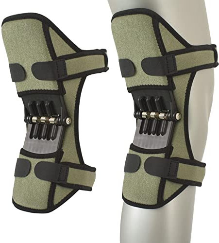 JMYSD Knee Stabilizer Pads, Powerful Rebound Spring Force Knee Protection Booster, Breathable Joint Knee Support Brace for Sports, Squat, Training,army green