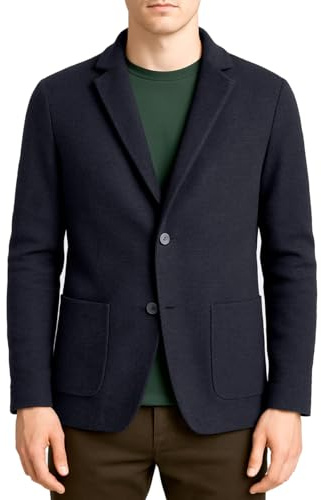 Blazer Giacca Jacket da Uomo Slim Fit in Lana - Punto di Cucitura Milano - Artigianale, Made in Italy - Casual, Classica Sportiva (XL, Blu Scuro)