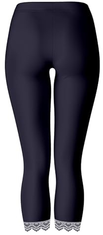 TORO ACTIVA Women Ladies Soft Cropped 3/4 Lenght Cotton Leggings with Lace