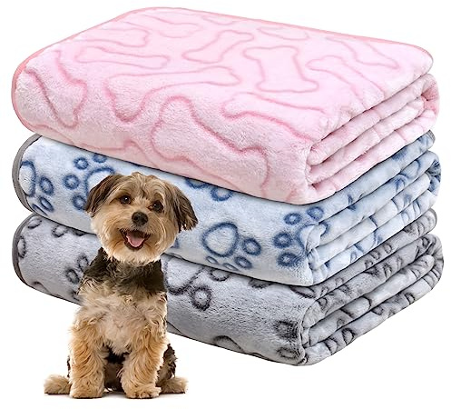 Gorgelly 1 Pack 3 Hundedecke, Weiche Haustierdecke Waschbar, Kuscheldecke Flauschig für Kleine Mittlere Hunde Katzen, Sofaschoner für Hunde, Hundedecke für Unterwegs, 60x50 cm