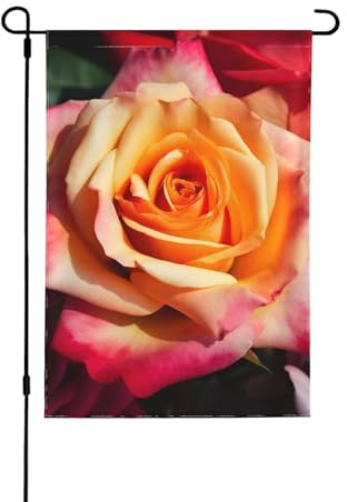 Drapeau de jardin hybride imprimé rose thé durable à double couture drapeau de cour drapeau de fête de vacances décoration extérieure 71,1 x 101,6 cm
