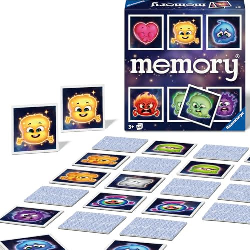 Ravensburger 23487 Memory® Emotionen. Der Ravensburger Spieleklassiker zeigt auf 32 Kartenpaaren das breite Spektrum verschiedener Gefühle. Das weltbekannte Merkspiel für 2 bis 8 Spieler ab 3 Jahren