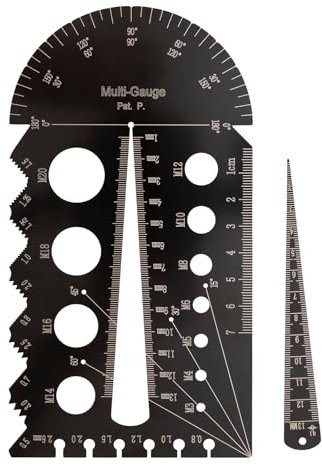 Dasqua Calibro per filettatura bullone,misuratore per dimensione bullone 13 e controllo filettatura, calibro identificatore per vite metallica con pollici per falegname, architetto