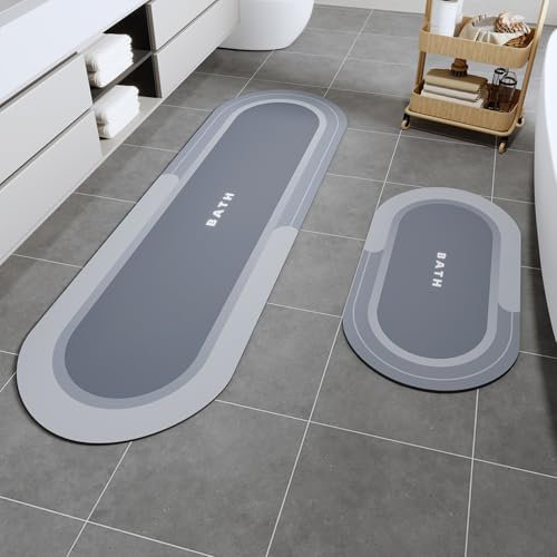 SIXHOME 43 * 70+43 * 150 cm Blau Extra Saugfähige Badematte Schnell trocknend rutschfest & vielseitig einsetzbar Genießen Sie angenehme Trockenheit nach dem Duschen und Baden