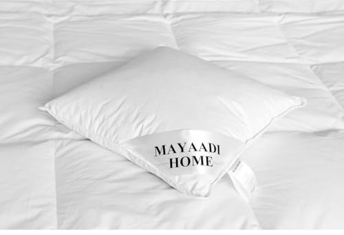 Mayaadi-Home Kudde 50 x 60 cm | 650 g fyllning, 70 % dun 30 % fjädrar | 100 % naturligt överdrag av bomull | optimal kudde för sömn | MA120 dunkudde