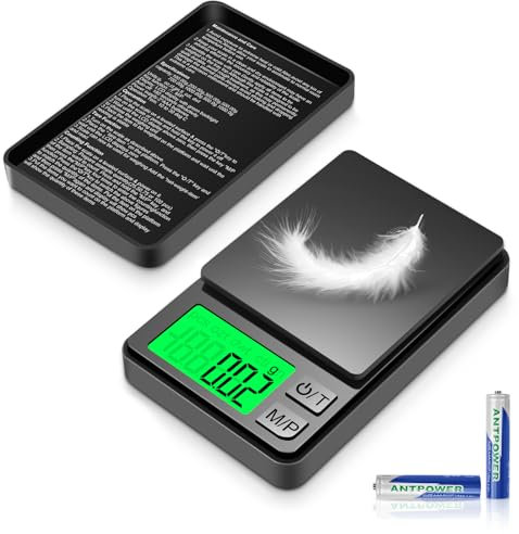 HOTUT Taschenwaage, 500g/0.01g, Feinwaage mit LCD-Display, Tragbar Kompakt, Goldwaage, Münzwaage, Schmuckwaage,Mini Küchenwaage, Multifunktions Digitalwaage,für Lebensmittel, Schmuck,Tee,Kaffee,Labor
