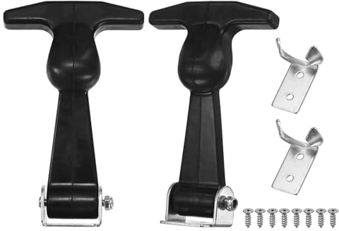 M METERXITY 2-pack elastisk SPCC gummihuvfångst, 12,4 cm flexibla dragspärrar med fästen flexibelt T-handtag hasp gummi med skruvar för verktygslåda/husbil/fordonsmotor/huva [silversvart]