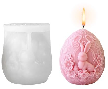 Easter Egg Rabbit Candle Moulds,1PC 3D Easter Rabbit Silicone Moulds,Cute Bunny Rabbit Candle Moulds for Making Candle, Soap Wax Crafts Home Decoration (Rabbit Egg Mould)