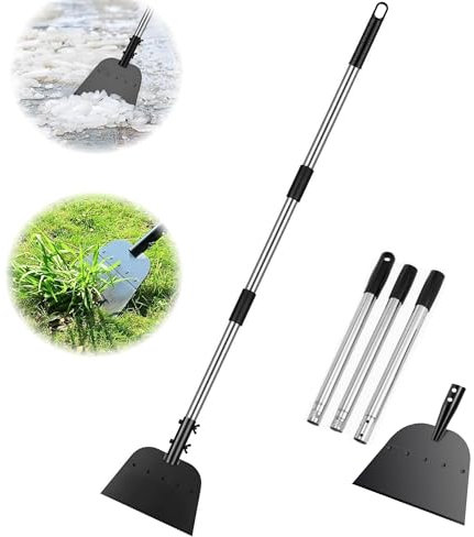 Multifunctional Garden Shovel With Adjustable Handle for Snow, Ice Removal, Lawn Edging, Walkway, Driveway and Weed Removal (Silver)