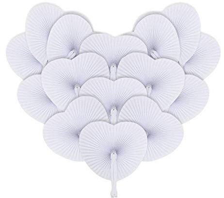 iZoeL Fächer Hochzeit 24 Stück Handfächer Weiß Hochzeitsfächer Herz Hochzeit Gäste Geschenk Hochzeitsdeko Vintage (24Stk)
