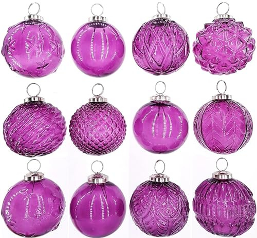 My-goodbuy24 Premium Weihnachtskugeln 12-teiliges Set Echtglas Glaskugeln Weihnachten Weihnachtsdeko Tannenbaumkugeln Glas Christbaumkugeln Set 7-8 cm I208