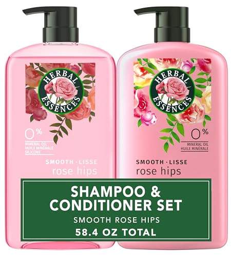 Herbal Essences Shampoo & Conditioner Set, Rose Hips - Smooth Collection, Paraben-Free, Color-Safe, Shiny Hair with Jojoba & Vitamin E, 29.2 Fl Oz Each, 2-Pack