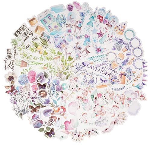 VINFUTUR 200 Stücke Scrapbooking Aufkleber Vintage Selbstklebend Scrapbooking Stickers Blumen Tiere Washi Stickers Kreative Aufkleber für Tagebuch Kalender Notizbuch Fotoalbum Flasche Dekoration