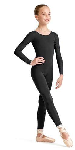 Carnavalife Bodies de Danza para Ballet, Mono de Manga Larga con Cremallera, Leotardo Body Nude para Gimnasia Deportiva Rítmica, Jumpsuit Niña Elástico Bailarina Yoga 1-12 años (4-6 años, Negro)