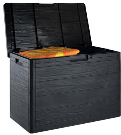 Toomax Multibox Woody's portattrezzi per esterni, baule da 160L, colore antracite, dimensioni cm 77,5x44,5x52,7h
