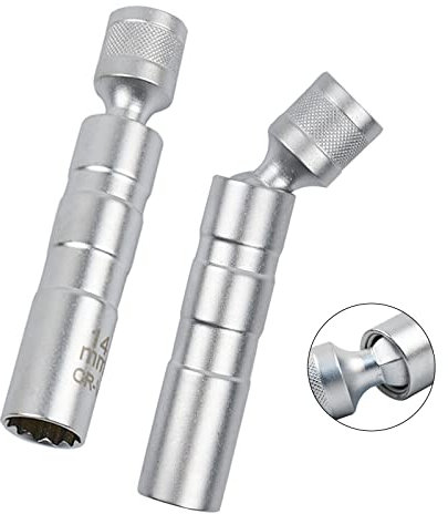 Kikuo Zündkerzenschlüssel 14mm&16mm, Zuendkerzenschluessel mit Magnet, 3/8 Zoll Dünnwandige Zündkerzen, Zündkerzenstecker für Die Autoreparatur(2 Stück)