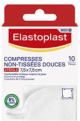 Elastoplast Compresse morbide in tessuto non tessuto, 7,5 cm x 7,5 cm, 10 compresse