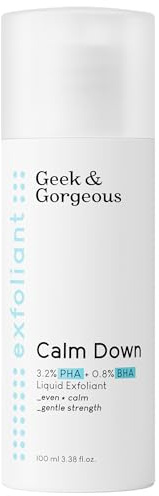 Geek & Gorgeous Calm Down 4 % PHA + BHA exfolierande vätska, 95,82 g | PHA + salicylsyra | Mjuk exfolierande vätska | Alla hudtyper särskilt känsliga
