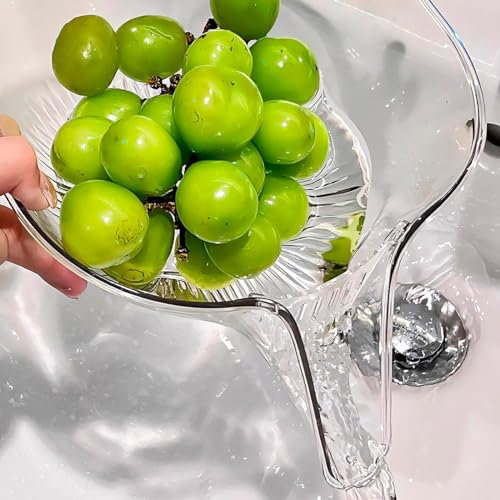 Multi-Functional Drain Basket, Drainage Basket Funnel for Kitchen Sink, Dry and Wet Separation Filter Basket with Funnel, Strainer Basket Drain Bowl with Funnel for Washing Vegetable Fruit Salad