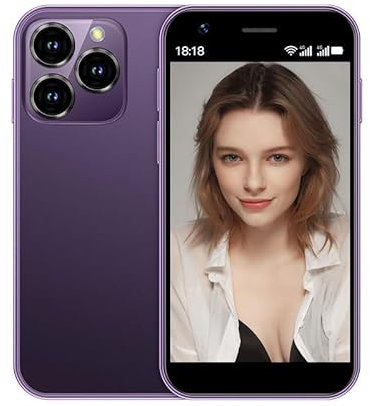 Hipipooo Mini smartphone, upplåst, 4 G-mobiltelefon, 3,0 tum, dubbla SIM, 2 000 mAh batteri, 2 MP + 5 MP kamera, Android 10,0 fyrkärnig backup telefon (lila, 2 G + 16 g)