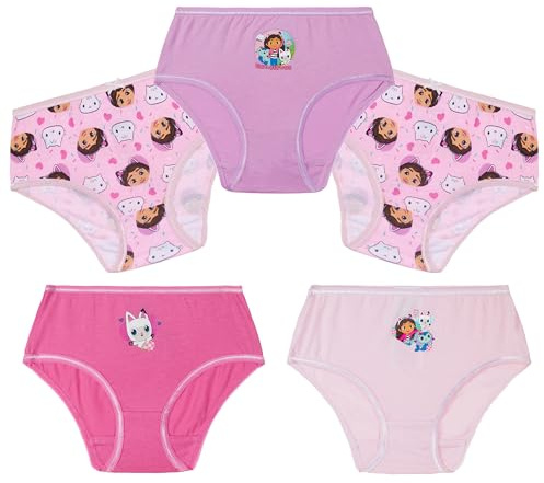 Gabby Dollhouse Culottes Fille, Confortable et Respirant 100% Coton Culotte Bebe (Violet/Rose, 5-6 Ans)