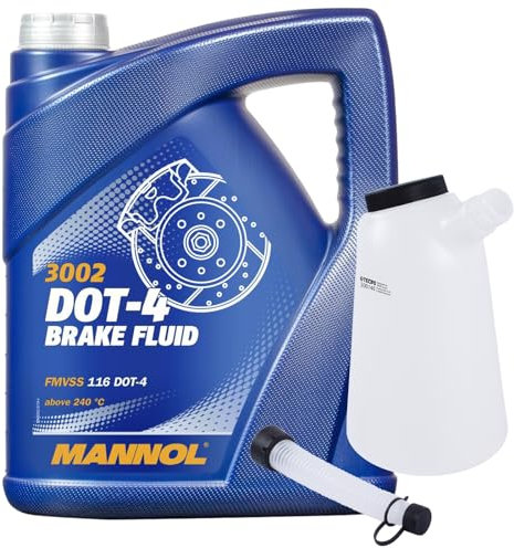 Bremsflüssigkeit DOT-4 Brake Fluid DOT4 Bremsen Flüssigkeit + Füllkanne Öl-Kanne mit Mess-Skala Ausgußrohr Schraubdeckel