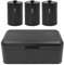 Blackmoor Callisto Tea, Coffee, Sugar, Bread Bin Storage Set/Secure Lids for Freshness / 4pc Kitchen Canisters/Ribbed Embossed Design (Black)
