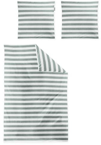 Irisette Mako-Satin Bettwäsche Wave 8559 salbei, 1 Bettbezug 135 x 200 cm + 1 Kissenbezug 80 x 80 cm