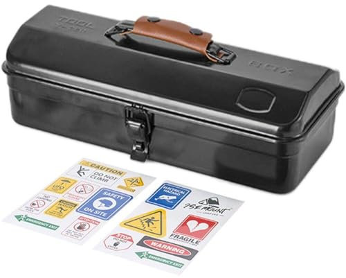 Haowul Werkzeugkasten Aus Metall, Multifunktions-werkzeugkasten Aus Eisen, Tragbarer Werkzeugkasten Aufklebern, Aufbewahrungsbox Für Reparaturwerkzeuge, Behälter Metallriegel Zur Werkzeugaufbewahrung