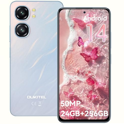 OUKITEL C58 Pro Teléfono Móvil Libres - 24GB+256GB/1TB, 6.7 Pantalla HD+ 90Hz Teléfonos Inteligentes, Batería 5150mAh, Cámara 50MP Smartphone Android 14, 4G Dual SIM/OTG/GPS/Fingerprint/Face ID