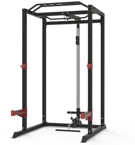 Train Hard® Smith Maschine Power Rack Multipresse Kraftstation, Beinpresse, Klimmzug, Latzug, Dip Bar, Rudern, Langhantel und Zubehör Modell 2024 (A:1F09766S4TH)