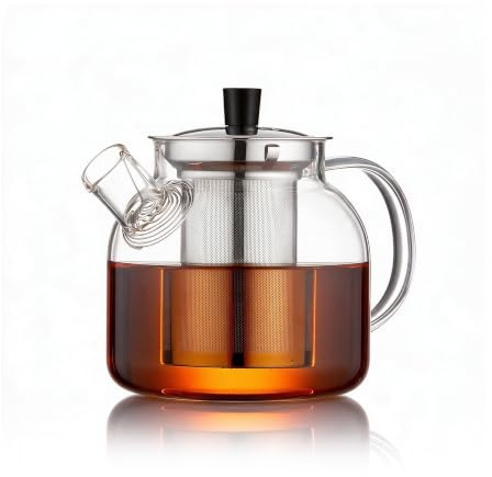 Glass Teapot with Removable Infuser,Ehugos 800ml Stovetop Safe Small Tea Pot, Blooming and Loose Leaf Hand Crafted Kettle for Women and Adult with Stainless Infuser