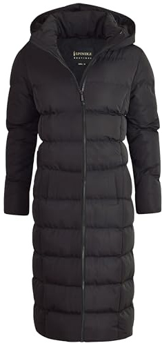Spindle Womens Maxi Long Hooded Puffer Quilted Parka Coat Extra Long | Ladies Full Length Winter Jacket with Hood Black XL