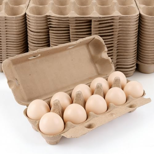 LANSKYLAN Boîte À Œufs 10 Places en Carton Recyclé Lot de 20 Boites À Œuf pour Transport Et Stockage Idéal pour Œufs, Plantation Et Artisanat Idéales pour Les fêtes