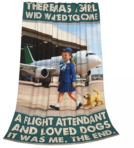 YoyaVex Funny Flight Attendant Aviation Throw Blankets 40x50 Inch New Flannel Plush Sofa Bed Office Living Room Home Travel Decor
