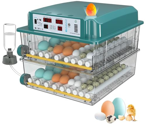 Incubadora de Huevos 120 Unidades, Incubadoras de Huevos Automaticas con 4 Modos de Incubación, Relleno de Agua Automático, Pantalla de Temperatura y Humedad, Incubadora Huevos Gallina para Volaille