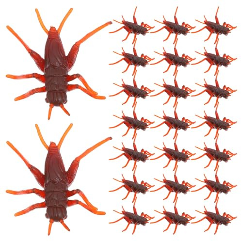 Mikinona 50 Pezzi Insetti Finti Realistici in Plastica per Scherzi, Accessori da Cricket Mini Grilli per Feste e Spettacoli, Giocattoli Divertenti e Scherzo Prop Simulazione Cricket
