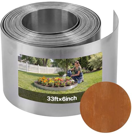 VEVOR Bordatura da Giardino per Aiuola in Metallo 10m x 15 cm, Rotolo Recinzioni per Prato Orto da Giardino Bordatura in Acciaio Corten Aiuole Sentieri Paesaggistica, Rotolo Bordi Aiuole Giardinaggio