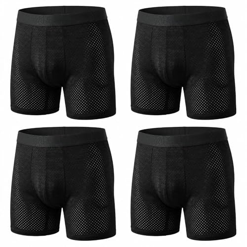 ZAKASA Boxer Long Homme Calecon: sous-vêtements Longue Underwear Anti Frottement Respirant sans Étiquette Confortable Sport Voyages Maison Lot de 4