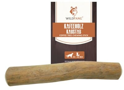 Wildfang® Legno di Caffè Cani, Grande – Masticativo Resistente per Masticatori Aggressivi, Gioco per la Dentizione dei Cuccioli,Bastoncini in legno di caffè per cani 25-45 kg, Confezione da 1