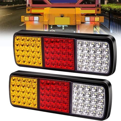 Biqing 2 Pcs Pilotos Remolque LED, 75 LED Luces Traseras Remolque 12V Luz de Freno Indicador Impermeable para Remolque Camiones Coche Marcha Atrás Freno Intermitentes