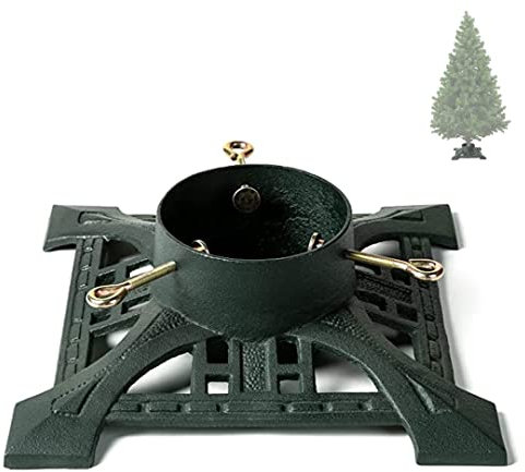 Ventray Weihnachtsbaumständer mit Wasserspeicher, 34 x 34 x 14 cm, klassisch, strapazierfähig, universal, künstlicher Weihnachtsbaum, Ständer, Kiefernbaum-Basishalter für echte Bäume, Grün